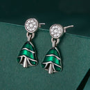 925 Sterling Silver Earrings with Enamel and Pavé Set CZ in Oxidized Silver-3