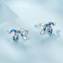 925 Sterling Silver Earrings with Pavé Setting CZ, 7x15mm, Plated Platinum for Women-4