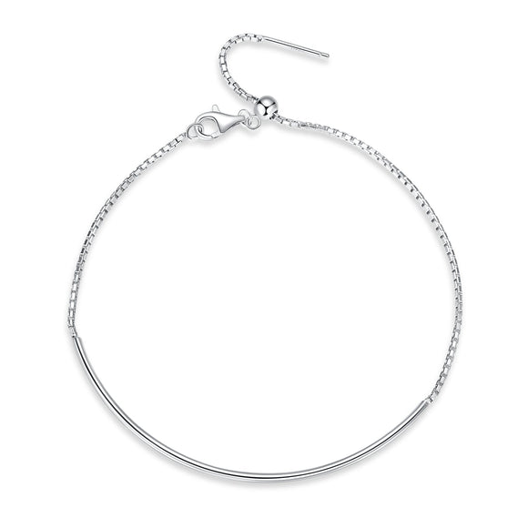 925 Sterling Silver Adjustable Platinum-Plated Bracelet for Women
