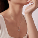 925 Sterling Silver Necklace with White Gold Plating and CZ - 40+5cm for Women-7