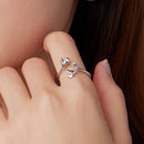 925 Sterling Silver Plated White Gold 0.7cm Flower Ring-6