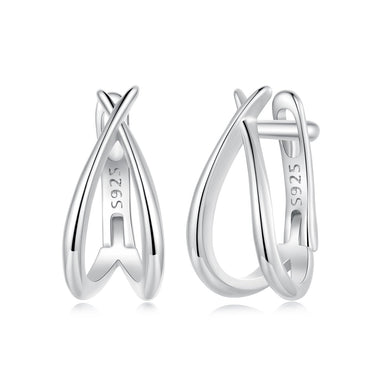 925 Sterling Silver Earrings 1.2x0.6cm with White Gold Plating for Women - 0