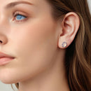 925 Sterling Silver Earrings for Women with Transparent Glass, 1.0*0.9cm-7