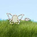 925 Sterling Silver & Natural Jade Pavé Setting Ring for Women-5