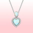 925 Sterling Silver Genuine Translucent Opal Necklace with CZ for Women-6