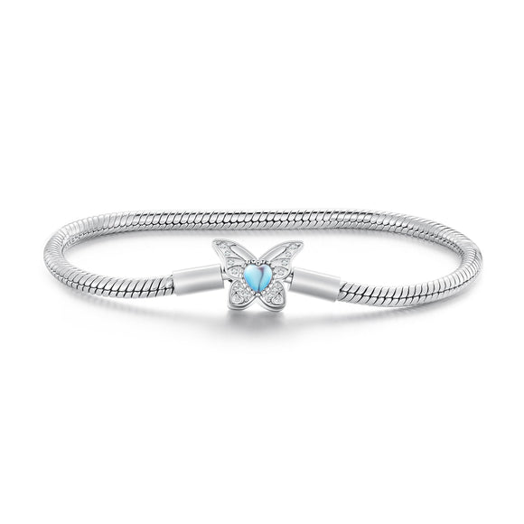 925 Sterling Silver Moonstone Bracelet 17.0 cm Pavé Setting for Women