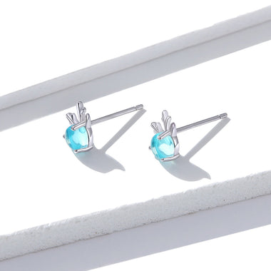 925 Sterling Silver Transparent Glass Earrings - 0