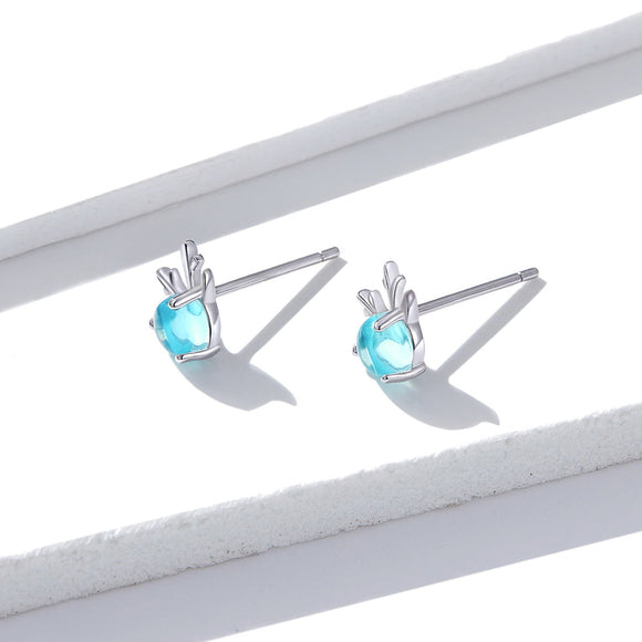 925 Sterling Silver Transparent Glass Earrings