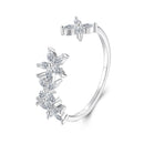925 Sterling Silver White Gold Plated Pavé Setting CZ Flower Ring for Women-1