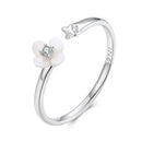 925 Sterling Silver White Gold Plated Ring with Nacre and CZ for Women-1