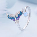 925 Sterling Silver Enamel Opal Ring with Pavé Setting for Women-4