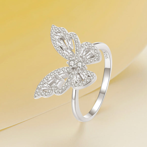 925 Sterling Silver White Gold Plated 1.9mm CZ Pavé Setting Ring Size 7 for Women