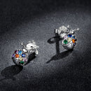 925 Sterling Silver Earrings with Oxidized Finish and Pavé Setting CZ-7