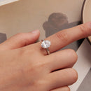 925 Sterling Silver 3.5 Carat Oval Zircon Ring with White Gold Plating for Women-8