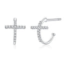 S925 Sterling Silver Earrings with Pavé Set CZ in Platinum Finish-1