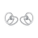 925 Sterling Silver White Gold Plated Pavé Setting CZ Earrings-1