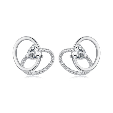 925 Sterling Silver White Gold Plated Pavé Setting CZ Earrings