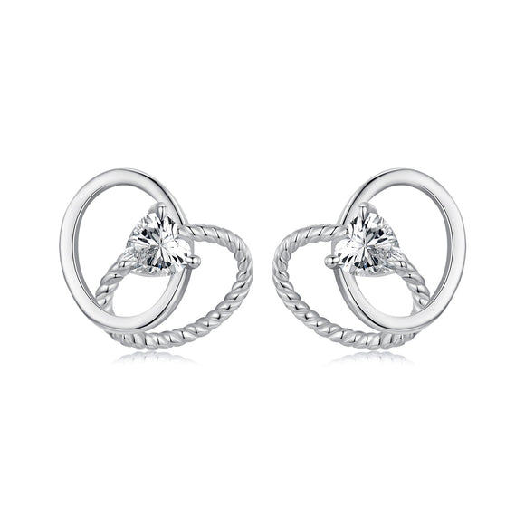 925 Sterling Silver White Gold Plated Pavé Setting CZ Earrings