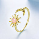 925 Sterling Silver Gold Plated Ring with Synthetic Opal Sun & Moon for Women-2