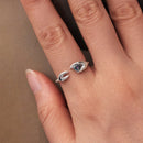 925 Sterling Silver Transparent Glass Oxidized Silver Ring for Women-4