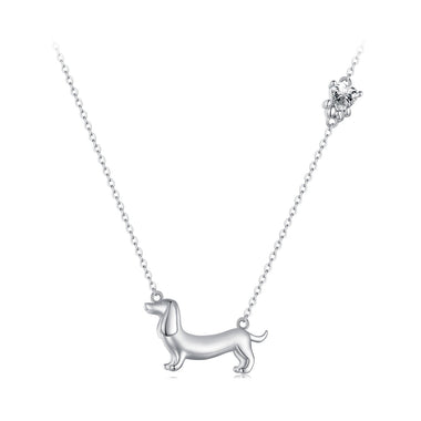 925 Sterling Silver Necklace with CZ Pendant, 450mm Length, Platinum Plated, for Women - 0
