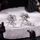925 Sterling Silver Earrings with Pavé Setting CZ, 1.1 x 1.0 cm, Oxidized Finish for Women-2