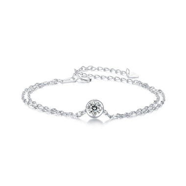 925 Sterling Silver 0.50 Carat Moissanite Bracelet for Women - 15+6cm - Plated White Gold - 0