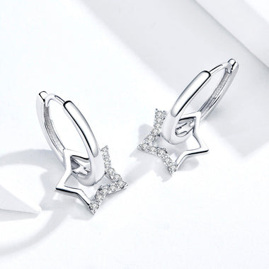 S925 Sterling Silver Plated Platinum CZ Earrings for Women - 0