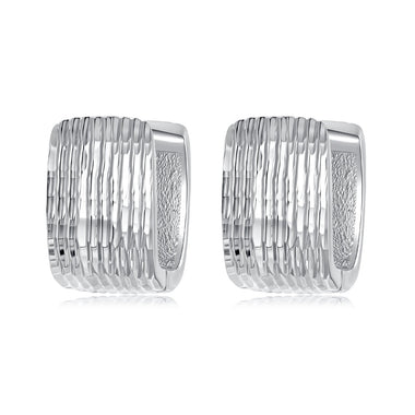 925 Sterling Silver Earrings for Women with White Gold Plating - 1.1cm x 0.7cm