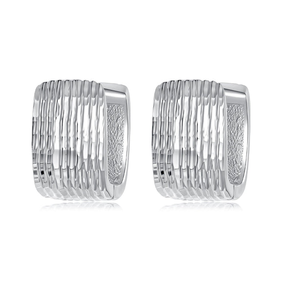 925 Sterling Silver Earrings for Women with White Gold Plating - 1.1cm x 0.7cm