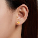 925 Sterling Silver Earrings with Enamel Finish in Gold Plating - 0.8*0.9cm for Women-3