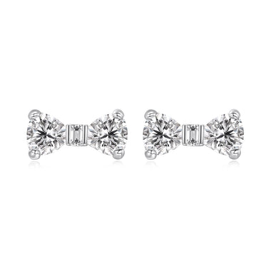 925 Sterling Silver Earrings with Pavé Setting CZ and White Gold Plating