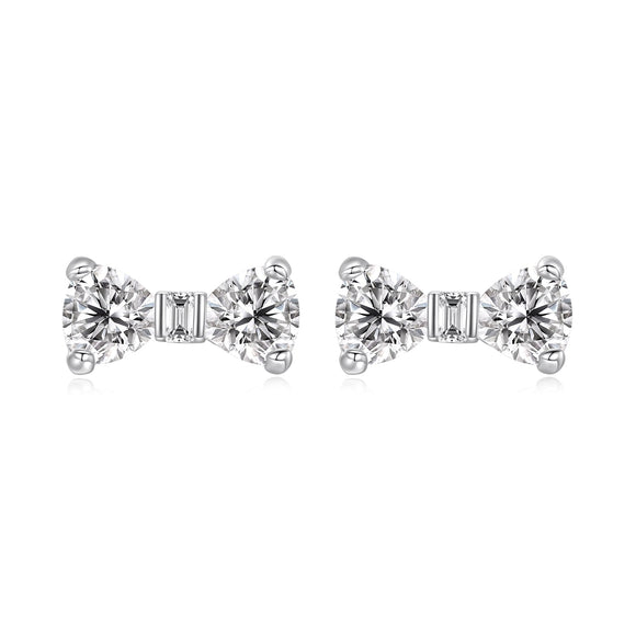925 Sterling Silver Earrings with Pavé Setting CZ and White Gold Plating