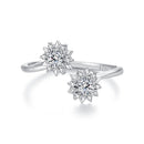 925 Sterling Silver Snowflake Ring with Pavé CZ in White Gold for Women-1