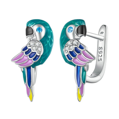 925 Sterling Silver Enamel Crafted Earrings for Women - 16x9mm - 0
