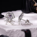 925 Sterling Silver Earrings with Pavé Setting CZ, 1.1 x 1.0 cm, Oxidized Finish for Women-4