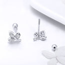 925 Sterling Silver Oxidized Pavé Setting CZ Earrings-5