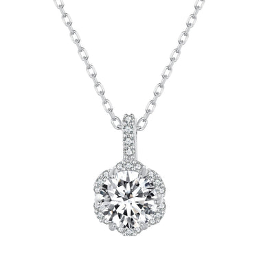 925 Sterling Silver Moissanite Pendant Necklace for Women - 45cm - 0