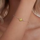925 Sterling Silver White Gold Plated Bracelet with Transparent Glass Charm for Women-6