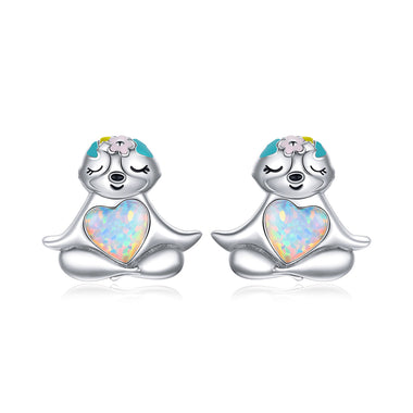 925 Sterling Silver Earrings with Translucent Opal