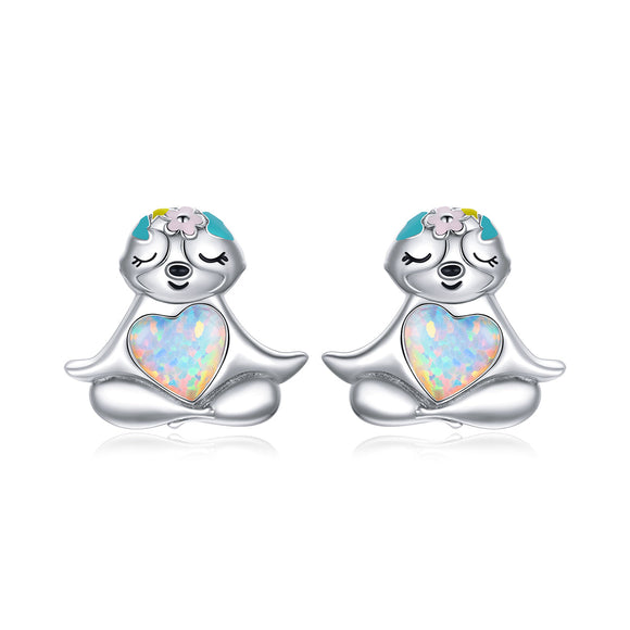 925 Sterling Silver Earrings with Translucent Opal
