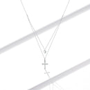 925 Sterling Silver Adjustable Platinum Plated Necklace with CZ - 1.4cm for Women-6