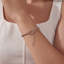 925 Sterling Silver 16+5cm White Gold Plated Heart Bracelet for Women-6