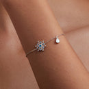 925 Sterling Silver Plated Platinum Bracelets with Ice Flower Zirconia for Women-6