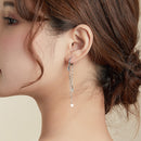 925 Sterling Silver Earrings with Plated Platinum and Pavé Setting CZ, Size 6.5cm-7