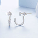 925 Sterling Silver CZ Earrings with White Gold Plating, 1.4x0.5cm for Women-3