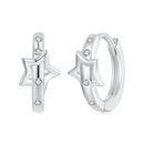 925 Sterling Silver & White Gold Earrings with Pavé Setting CZ - 12x6mm for Women-2