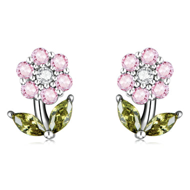 925 Sterling Silver Earrings with Pavé Setting CZ in White Gold
