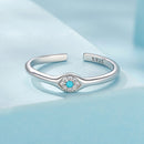 925 Sterling Silver Synthetic Turquoise Pavé CZ White Gold Plated Pendant 0.4x0.5cm for Women-3