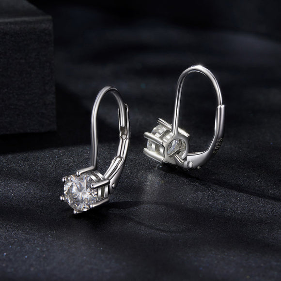 925 Sterling Silver 0.5 Carat Moissanite Earrings for Women